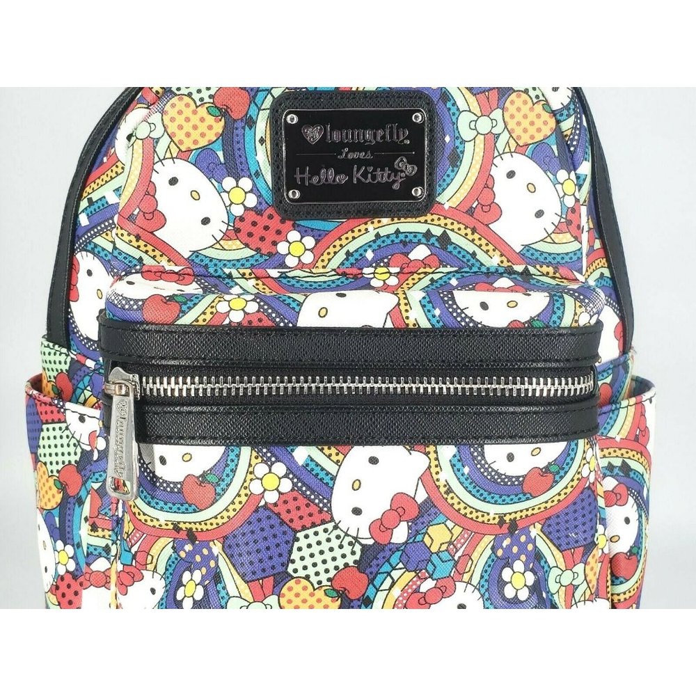 Loungefly Sanrio HELLO KITTY RAINBOW Mini Backpack 10.5" VHTF Older Heart Logo